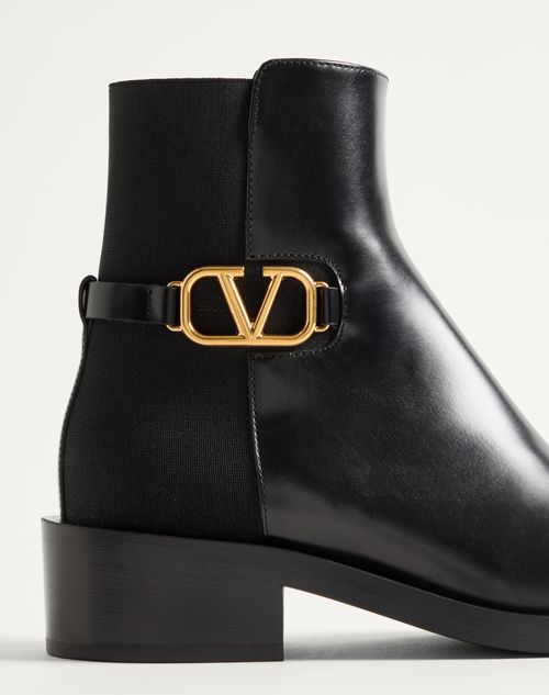 Valentino Garavani - Vlogo Signature Calfskin Ankle Boot 30mm - Black - Woman - Boots And Ankle Boots